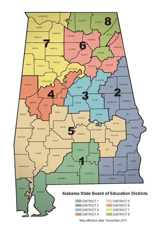 SBOE Districts - ALSDE map